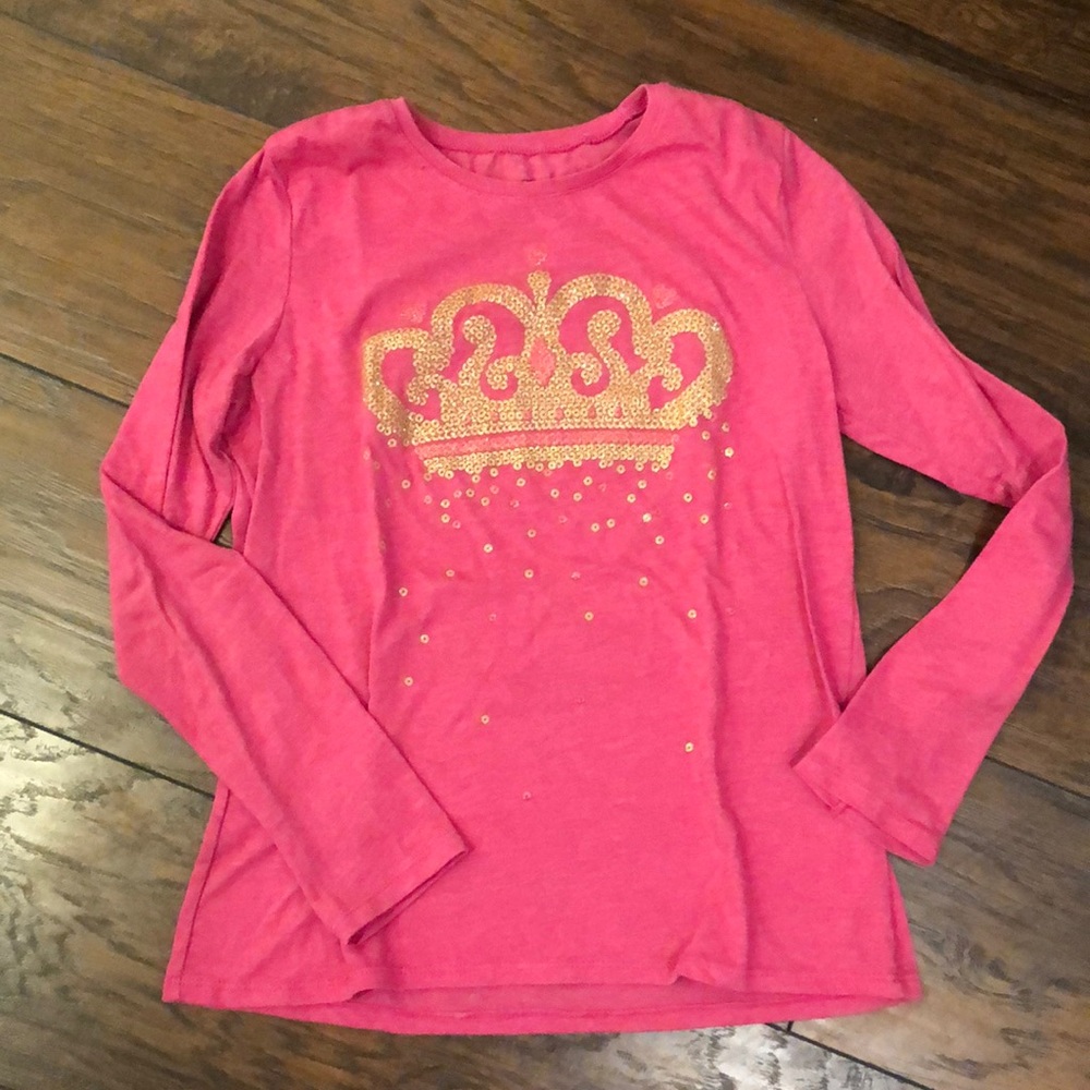 EUC Glitter sequin tiara long sleeve tee